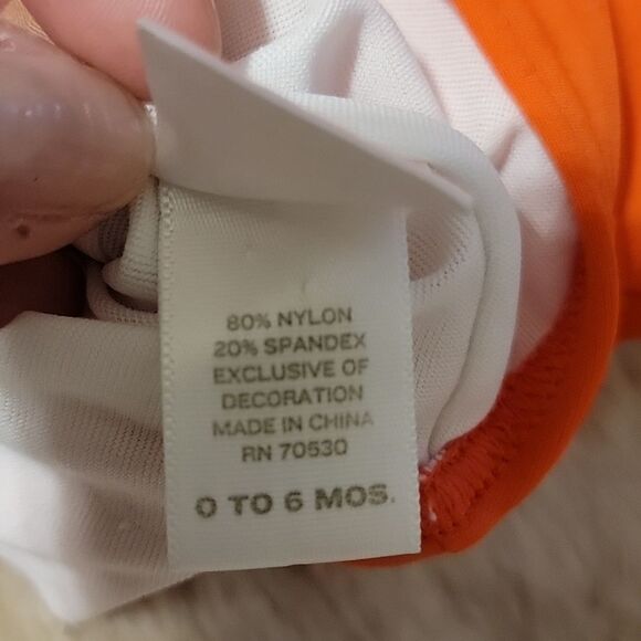 JANIE AND JACK ORANGE FLORAL SWIM SUIT, SIZE 0-6 MONTHS - Picture 5 of 5